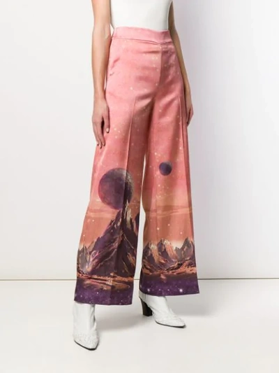 Shop Pinko Printed Wide-leg Trousers In Pink