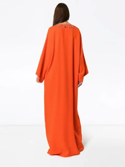 Shop Carolina Herrera Kaftankleid Mit Perlen In Orange