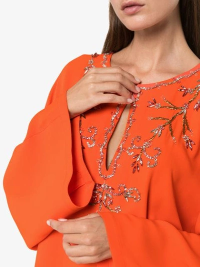 Shop Carolina Herrera Kaftankleid Mit Perlen In Orange