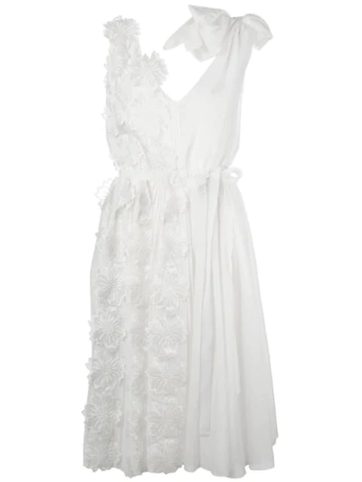 Shop Rochas Floral Applique Belted Dress - White