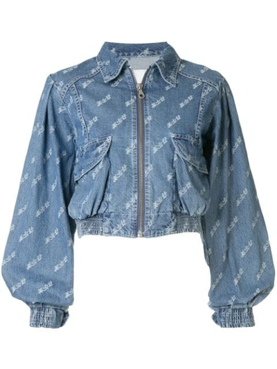 Shop Ground Zero Cropped Denim Jacket In Blue