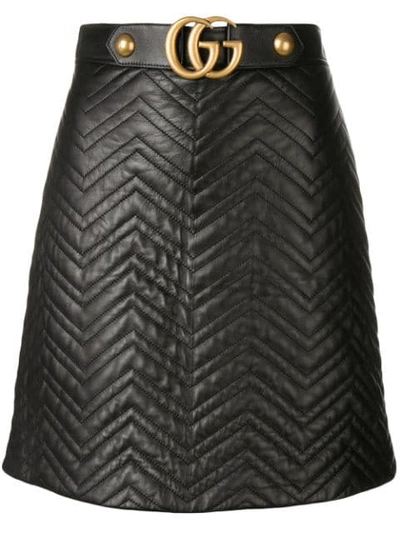 Shop Gucci Gg Logo Mini Skirt In Black
