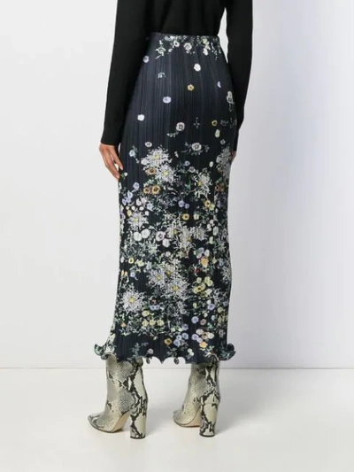 Shop Givenchy Floral Pleated Maxi Skirt In Blue