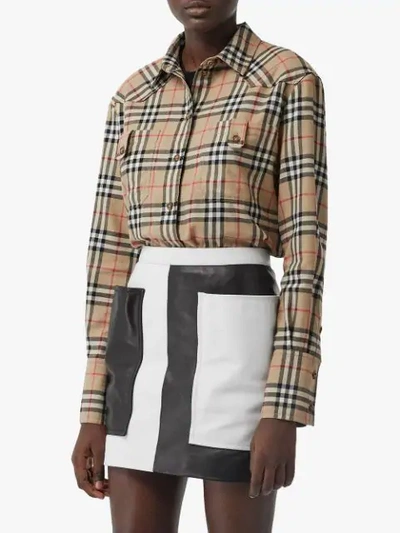Shop Burberry Vintage Check Flannel Oversized Shirt In Neutrals