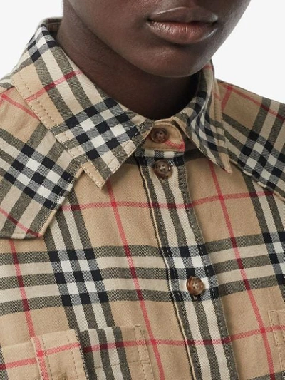 Shop Burberry Vintage Check Flannel Oversized Shirt In Neutrals