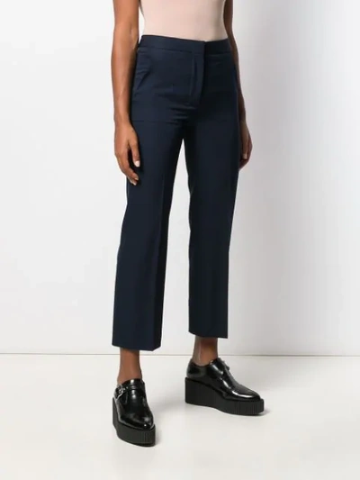 Shop Stella Mccartney Cropped Flared Tailored Trousers In Blue