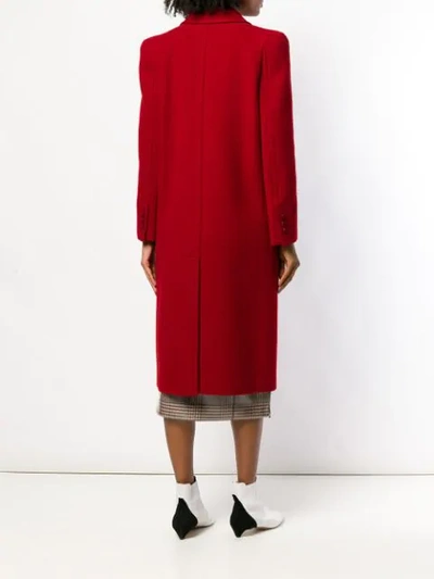 Shop Fendi Fur Pocket Single Breasted Coat In Red