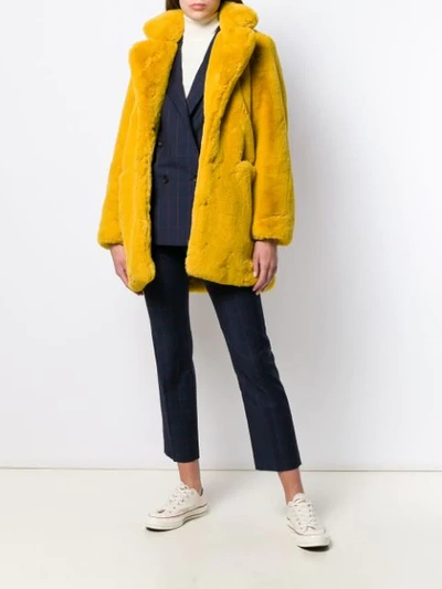 Shop Apparis Sophie Faux Fur Coat In Yellow