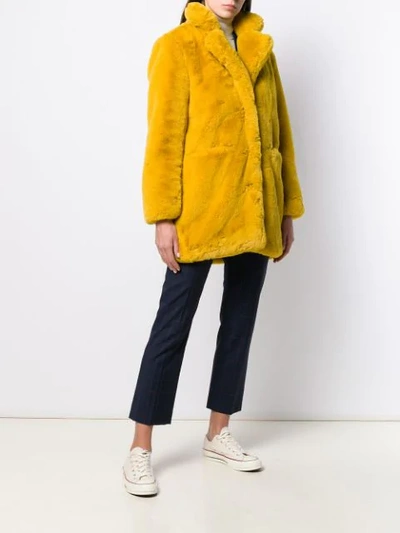 Shop Apparis Sophie Faux Fur Coat In Yellow