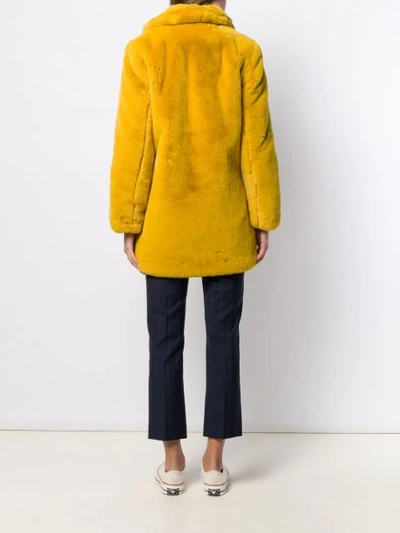 Shop Apparis Sophie Faux Fur Coat In Yellow