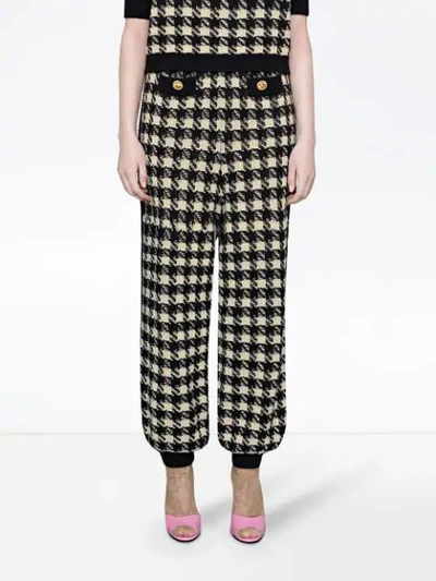 Shop Gucci Houndstooth Track Pants In Black