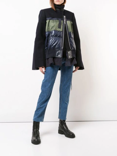 Shop Sacai Contrast Style Jacket - Blue