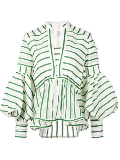 Shop Rosie Assoulin Lantern Sleeve Top In Green