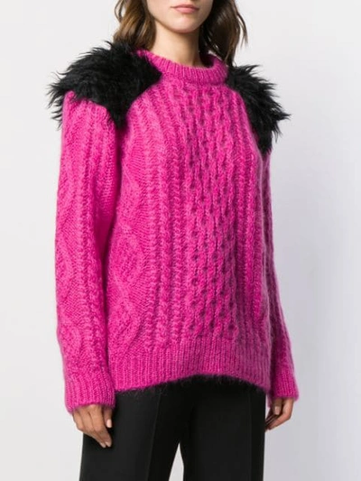 Shop Prada Chunky Knit Jumper In Pink