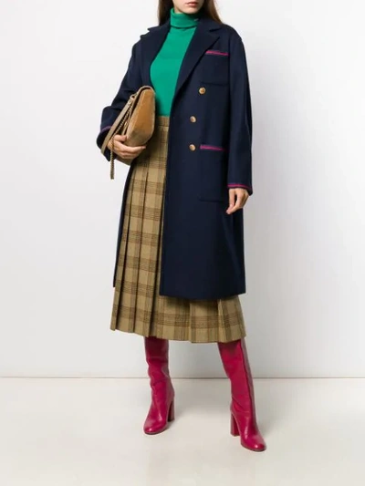 Shop Gucci Button-front Coat In Blue
