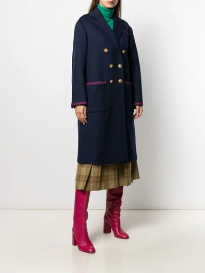 Shop Gucci Button-front Coat In Blue