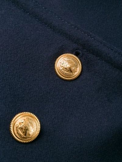 Shop Gucci Button-front Coat In Blue