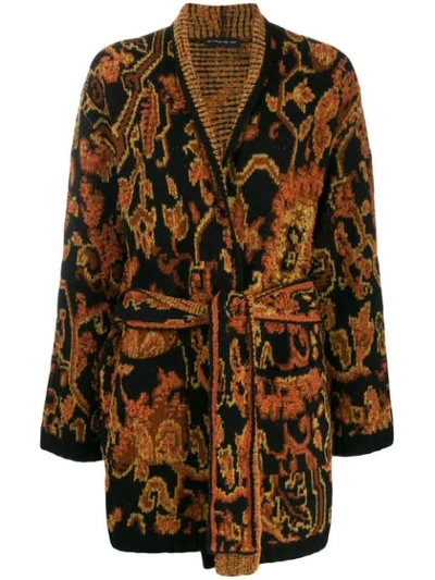 Shop Etro Tie Waist Cardigan In Black