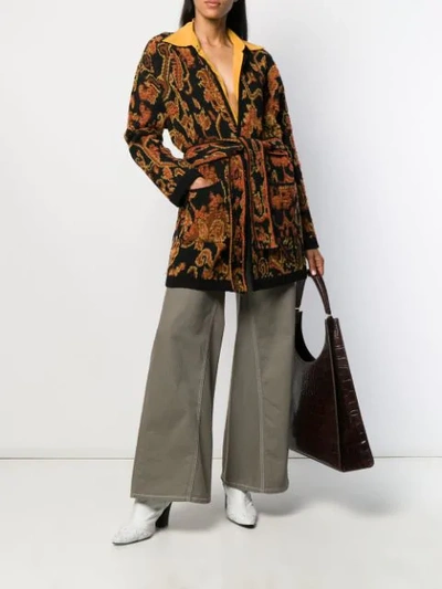 Shop Etro Tie Waist Cardigan In Black