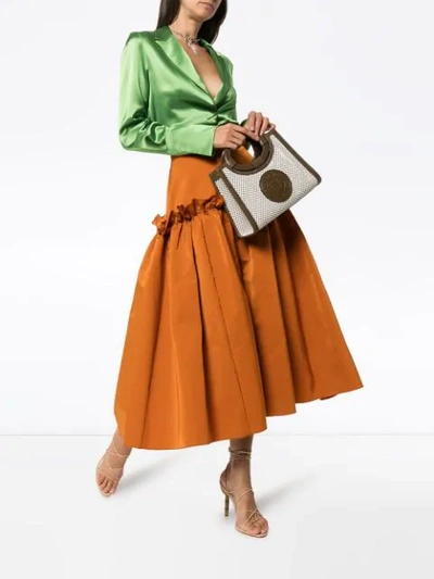 Shop Roksanda Ruffle Detail Midi Skirt In Orange