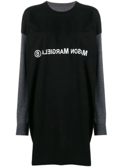 Shop Mm6 Maison Margiela T-shirt Layered Knitted Dress In Black