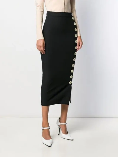 Shop A.w.a.k.e. Buttoned Pencil Skirt In Black