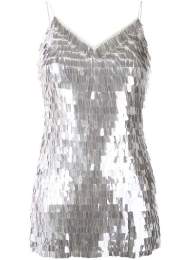 Shop Alice And Olivia Contessa Sequinned Slip Dress In Off White/clear
