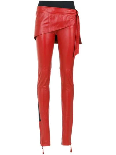 Shop Andrea Bogosian Layered Leather Trousers In Red