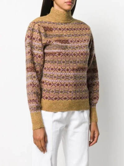 Shop Isabel Marant Étoile Fair Isle Roll Neck Jumper In Neutrals