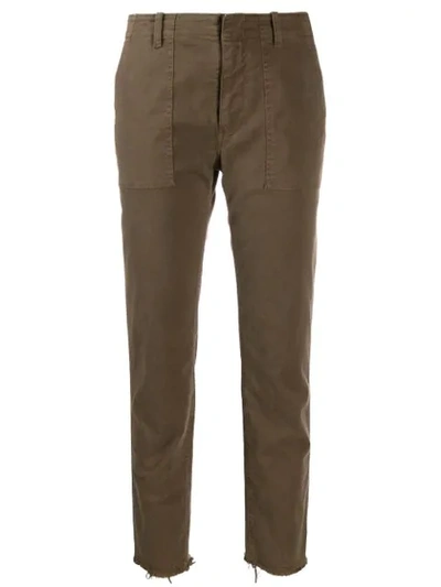 Shop Nili Lotan Skinny Cut-off Trousers In Brown