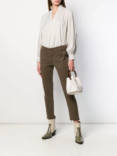 Shop Nili Lotan Skinny Cut-off Trousers In Brown