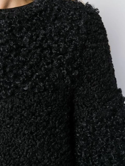 Shop Liu •jo Shearling Fur Coat In Black