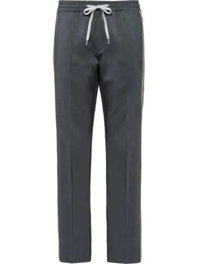 Shop Miu Miu Tailored Style Track Trousers In Grey