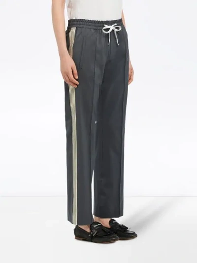 Shop Miu Miu Tailored Style Track Trousers In Grey