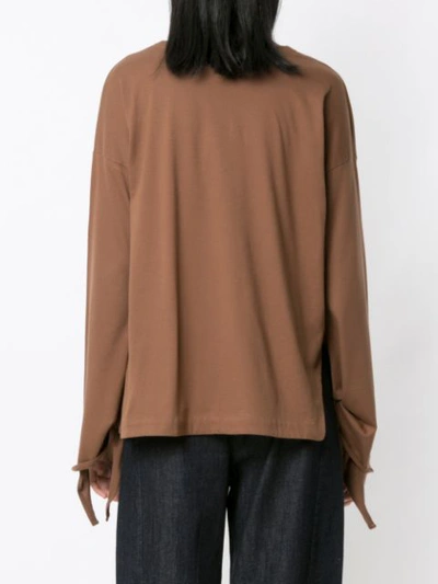 Shop Lilly Sarti Tie Detail Blouse - Brown