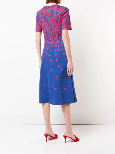 Shop Carolina Herrera Falling Roses Print Dress - Blue