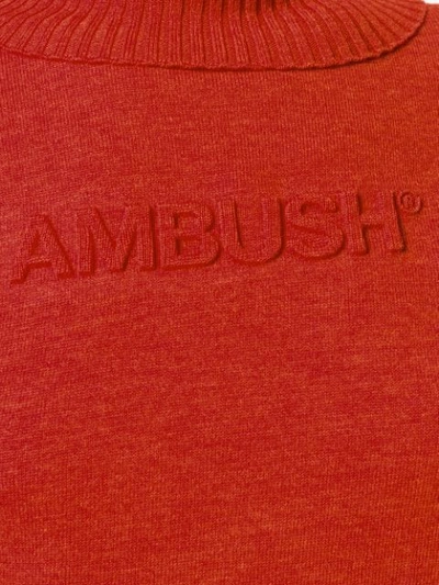 Shop Ambush Logo Knitted Roll-neck Jumper In Orange