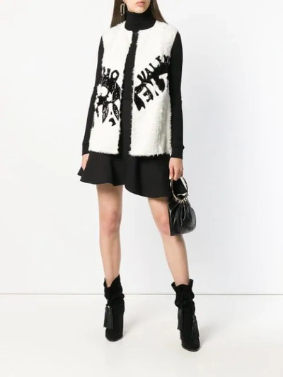 Shop Valentino Sequin Embroidered Shearling Vest In White