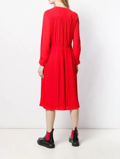 Shop Kenzo Pleated Midi Dress In Red