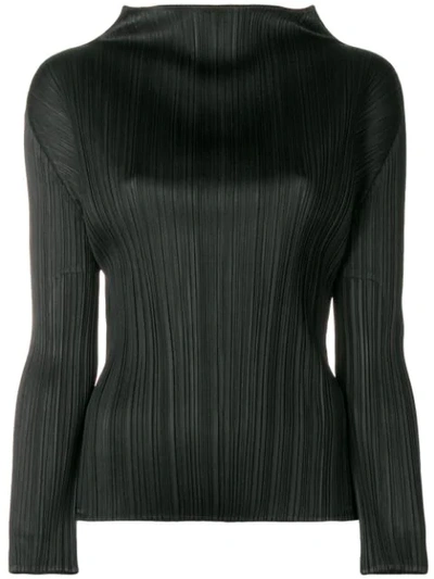 Shop Issey Miyake Pleats Please By  Funnel-neck Jumper - Black