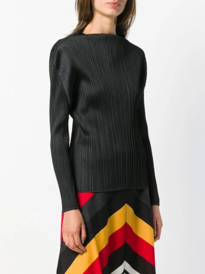 Shop Issey Miyake Pleats Please By  Funnel-neck Jumper - Black