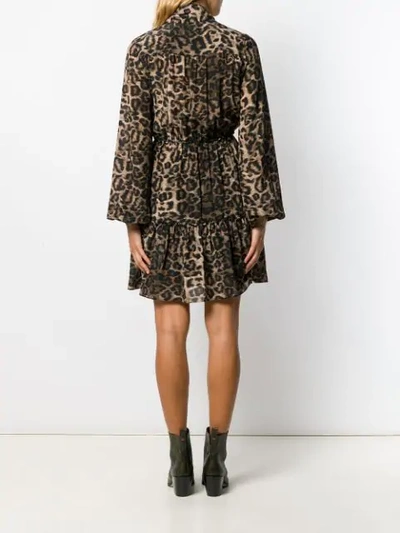 Shop John Richmond Leopard Print Mini Dress In Brown