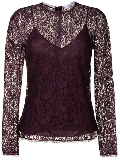 Shop Givenchy Floral Lace Top In Purple