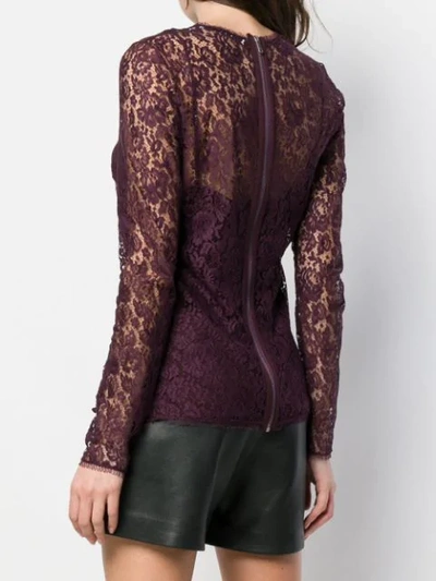 Shop Givenchy Floral Lace Top In Purple