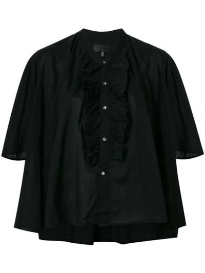 Shop Nili Lotan Ruffle Detailed Shortsleeved Shirt - Black