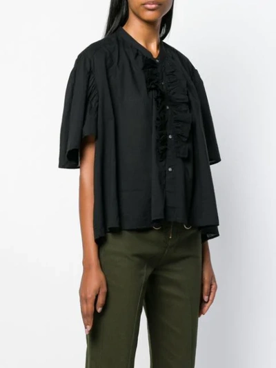 Shop Nili Lotan Ruffle Detailed Shortsleeved Shirt - Black