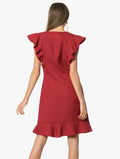 Shop Giambattista Valli Ruffle Neck Mini Dress In Red