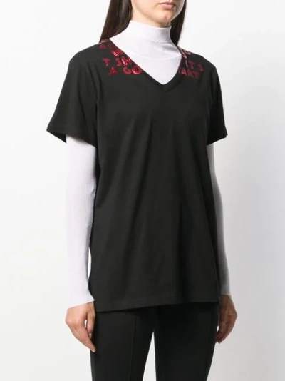 Shop Mm6 Maison Margiela Glitter Embellishment Oversized T-shirt In Black