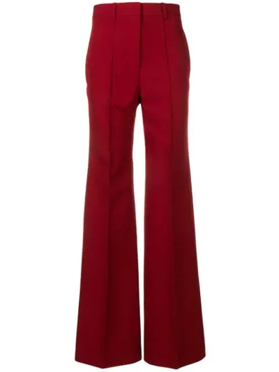 Shop Victoria Beckham Wide Leg Trousers In Red