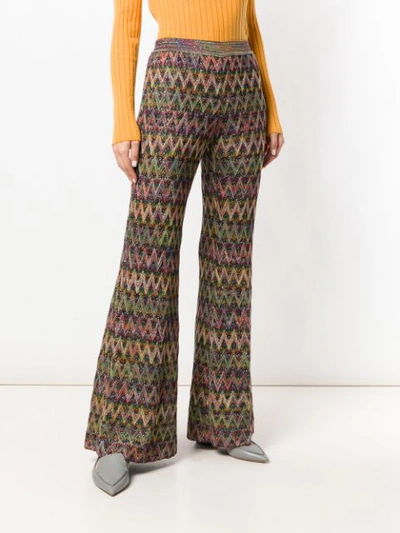 Shop Missoni Flared Knit Trousers - Multicolour